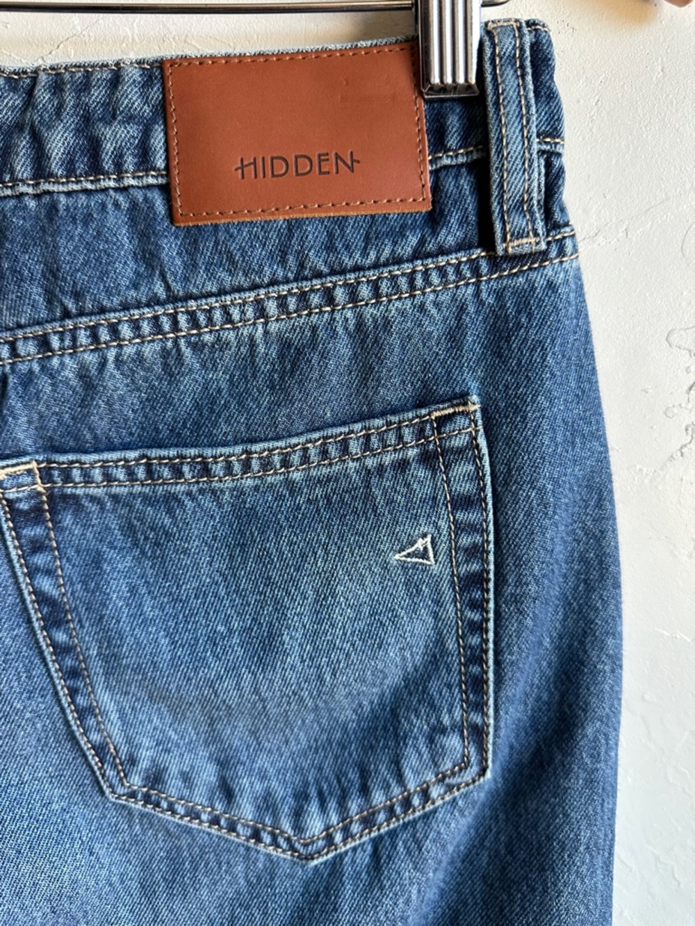 Hidden Los Angeles Denim Midi Skirt High Rise Front Slit Minimalist Y2K 90s Sz S - Picture 8 of 12